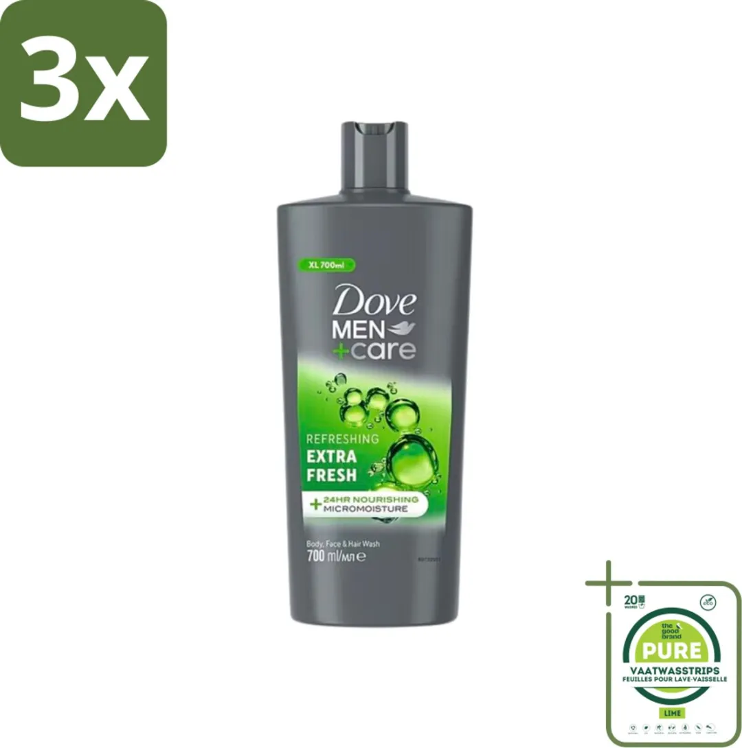 Dove Men+Care Extra Fresh Douchegel 3-in-1 - 2100ml (3x700ml)