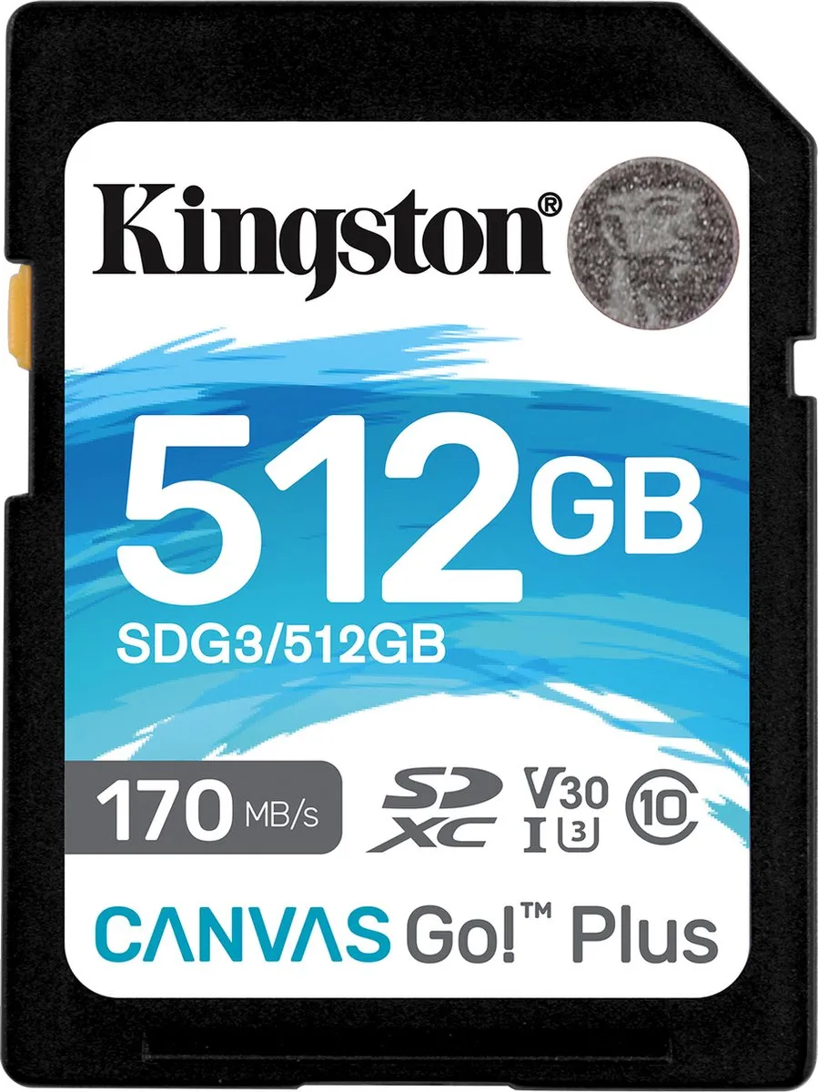 Kingston Canvas Go Plus SDG3 512GB Geheugenkaart