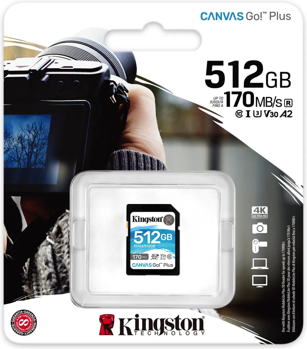 Kingston Canvas Go Plus SDG3 512GB Geheugenkaart - afbeelding 5 van 6