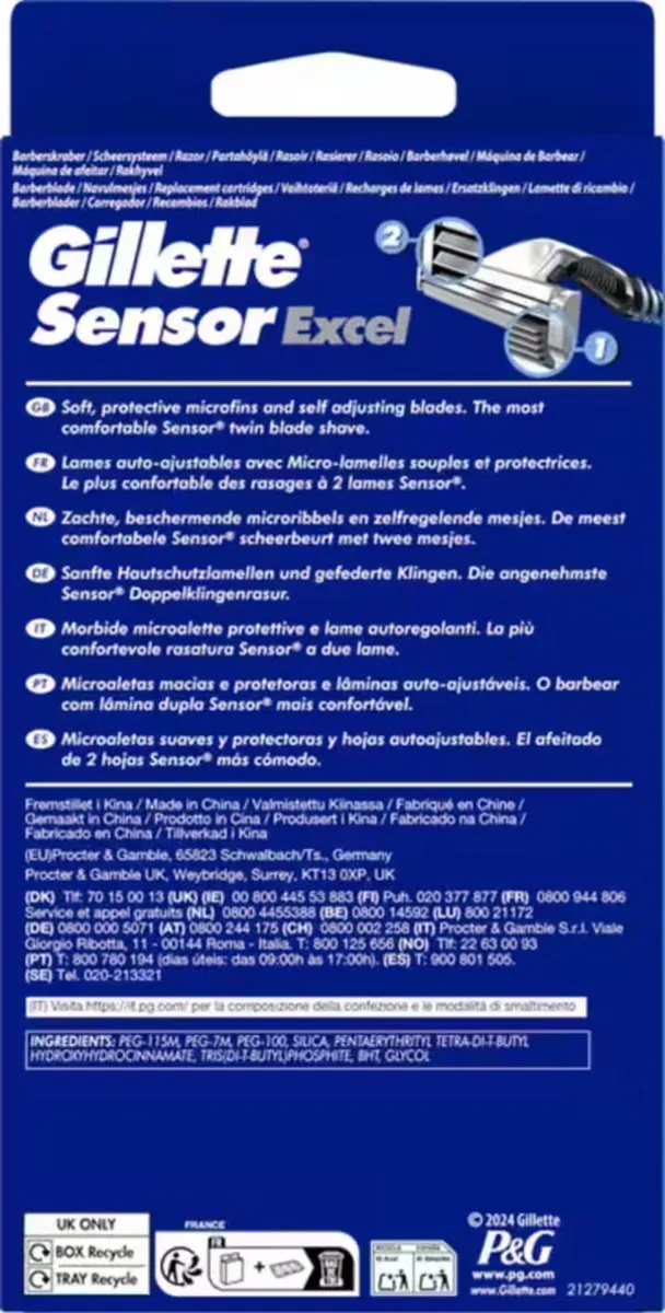 Gillette Sensor Excel Scheerhouder - Blauw + 5 Scheermesjes