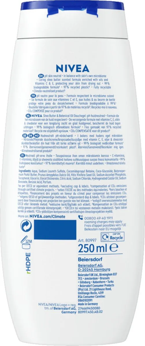 NIVEA Douchegel Shea Butter & Botanical Oil 250ml