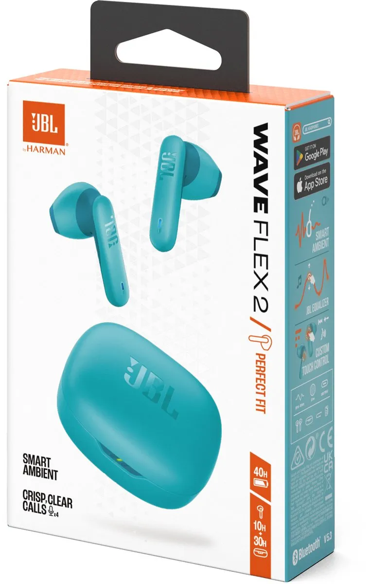 JBL Wave Flex 2 Oordopjes - Blauw - 40 uur - IP54