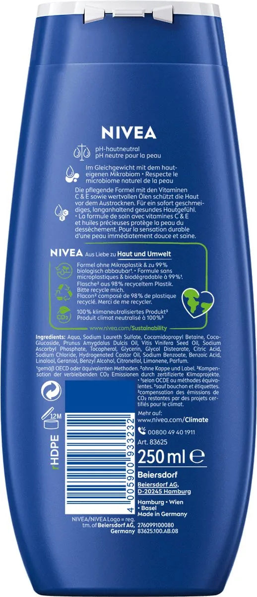 NIVEA Creme Care Douchecrème 250ml - PH-huidneutraal - afbeelding 6 van 6