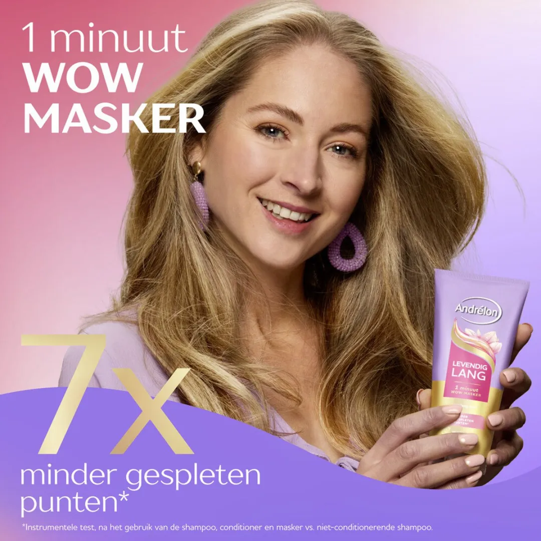 Andrélon Levendig Lang Haarmasker 1 Minuut - 180ml - 6 Stuks