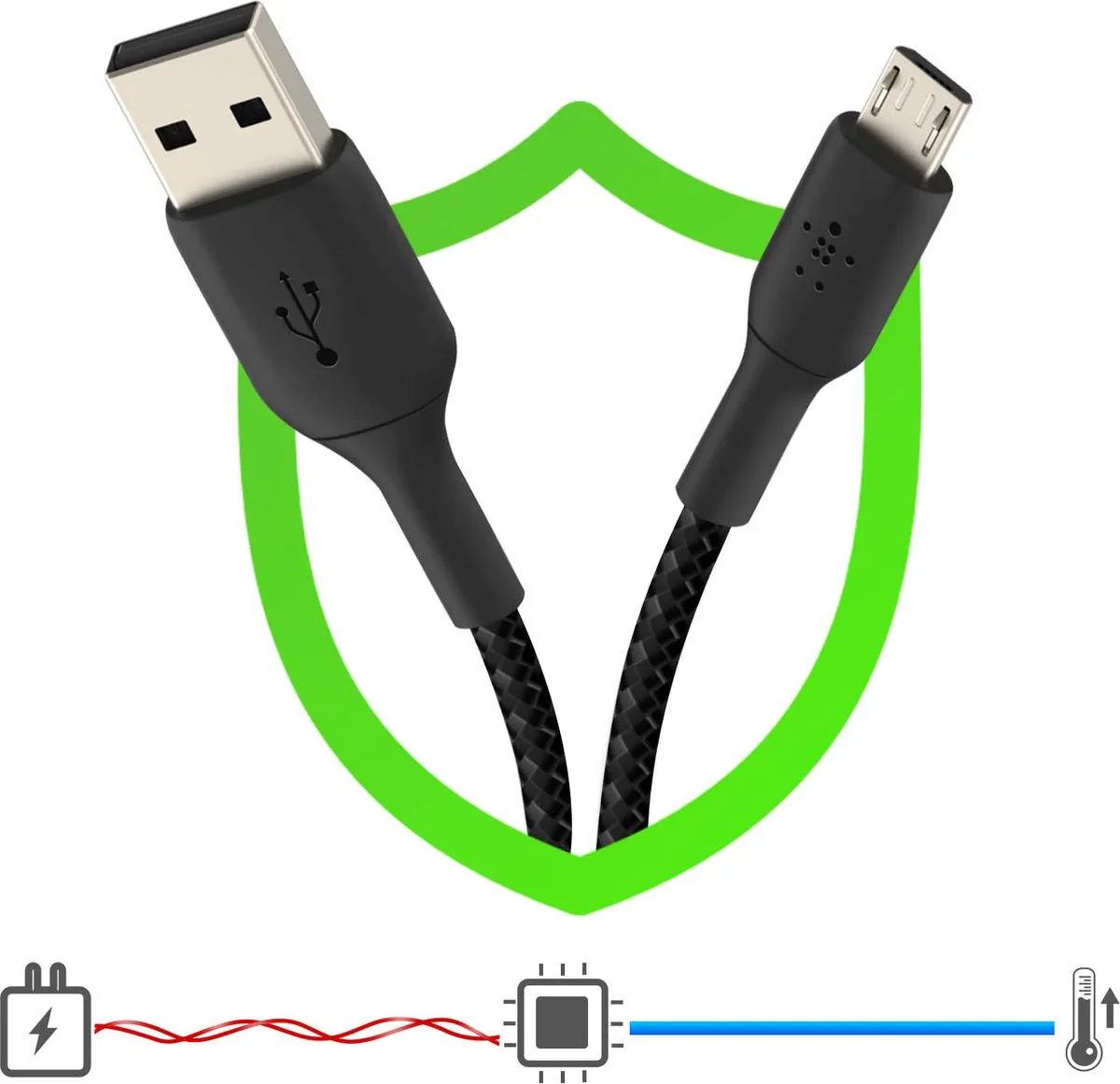 Belkin Boost Charge CAB007BT1MBK Micro-USB naar USB-A Kabel - 1m - Zwart