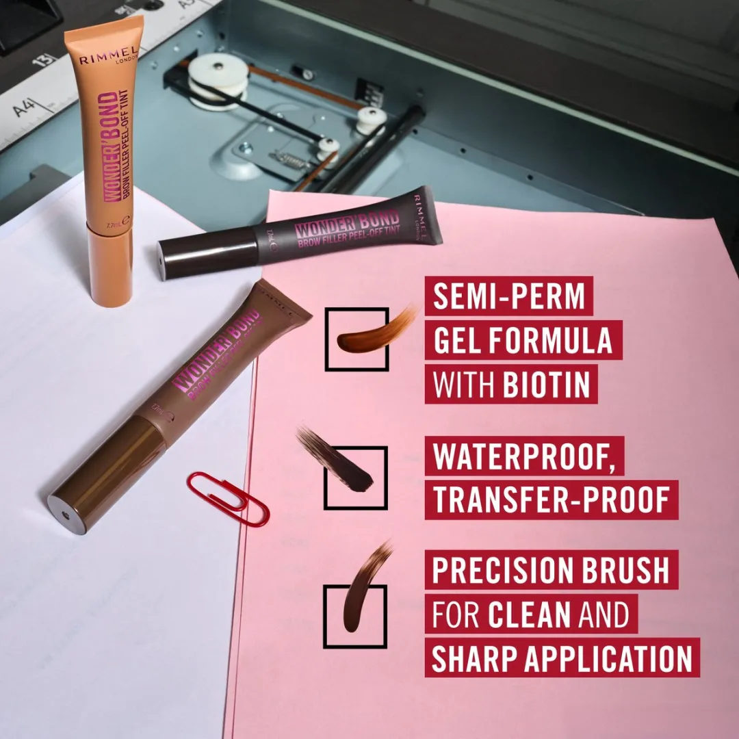 Rimmel Wonder'Bond Brow Filler Peel-Off 002 Medium Brown - 23.1ml (3x7.7ml)