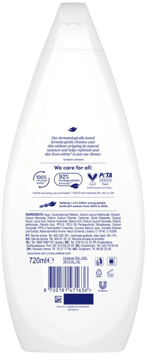 Dove Fresh Care Douchecrème 720ml - 15 Stuks