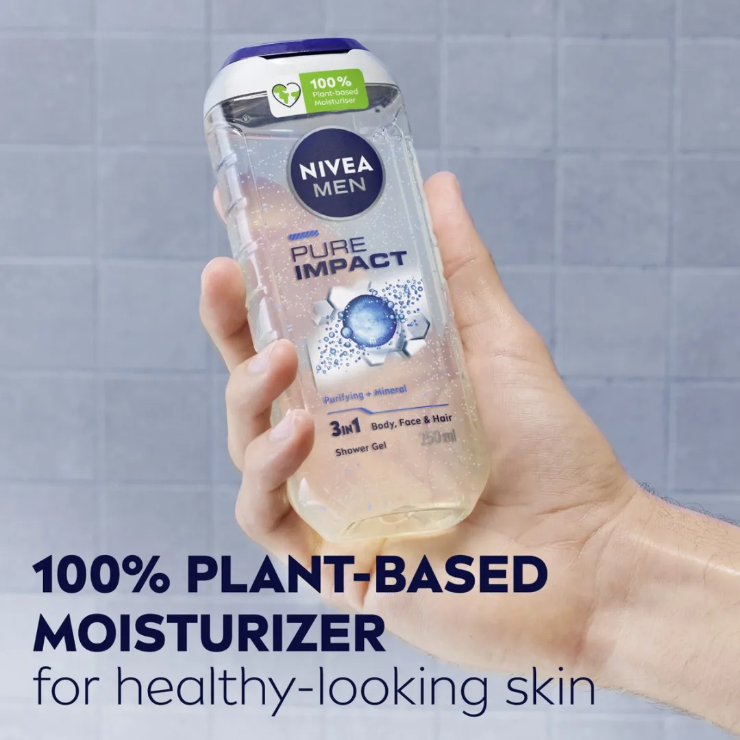 NIVEA MEN Pure Impact Douchegel 3-in-1 - 6x250ml