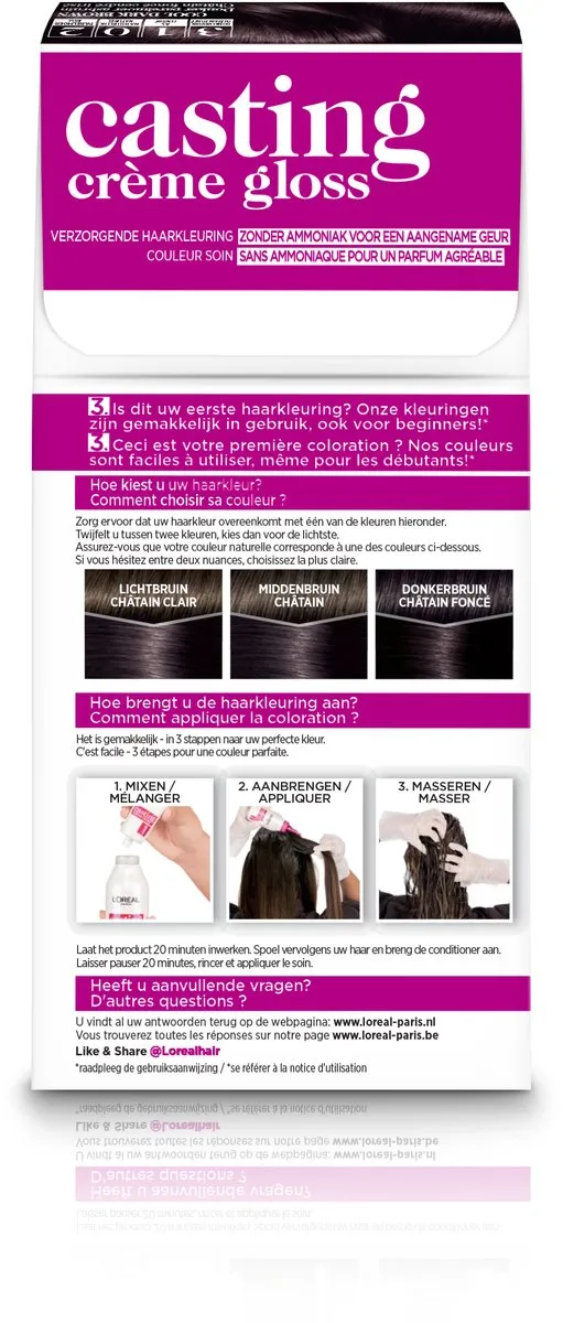 L'Oréal Paris Casting Crème Gloss 3102 Donkerbruin Semi-permanente Haarkleuring - 1030ml