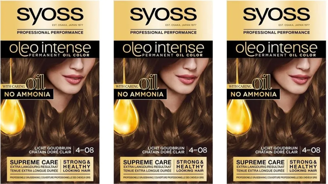Syoss Color Oleo Intense 4-08 Licht Goudbruin - 3 Stuks