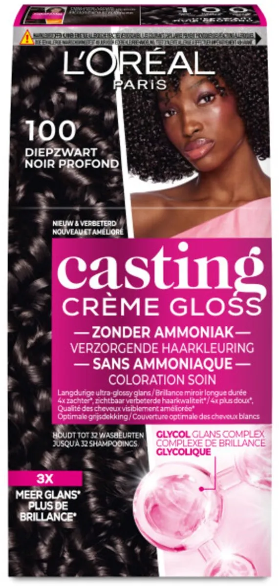 L'Oréal Paris Casting Crème Gloss Haarverf 100 Black Caviar - 3 Stuks