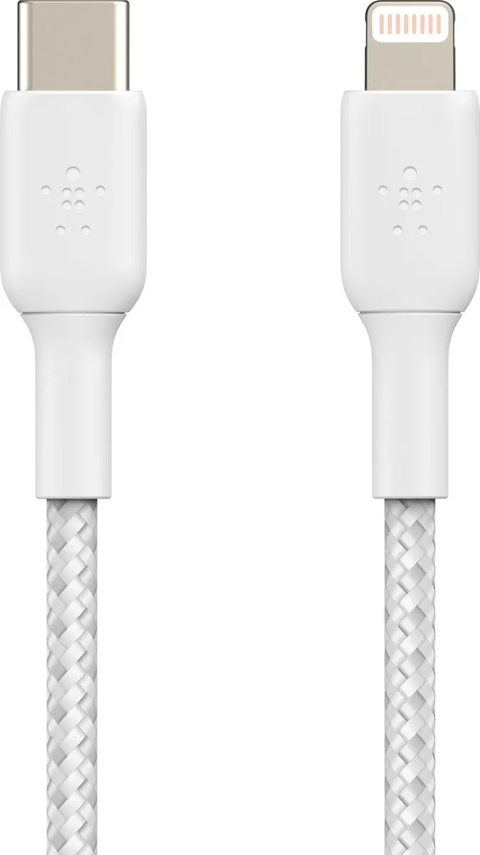 Belkin Braided iPhone Lightning naar USB-C Kabel 2m - Wit
