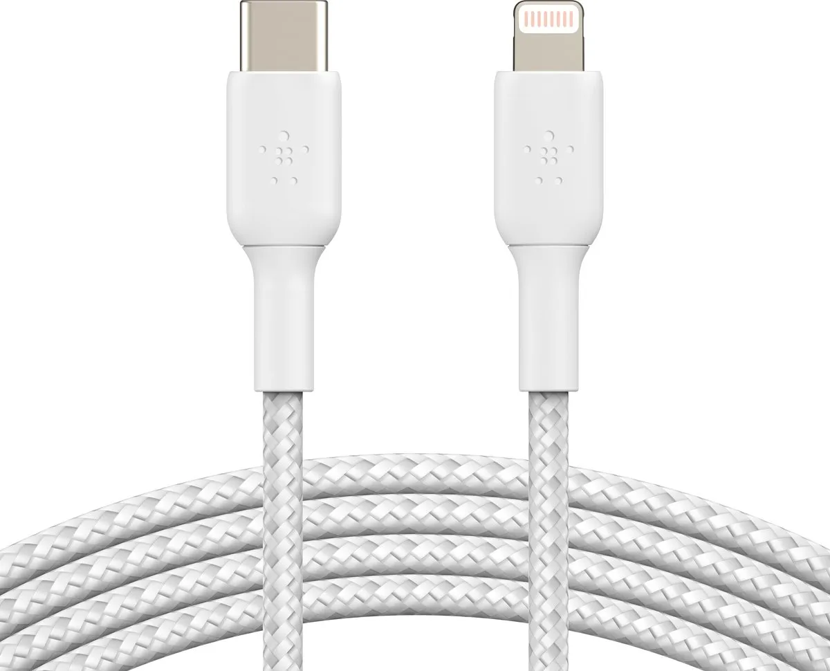 Belkin Braided iPhone Lightning naar USB-C Kabel 2m - Wit