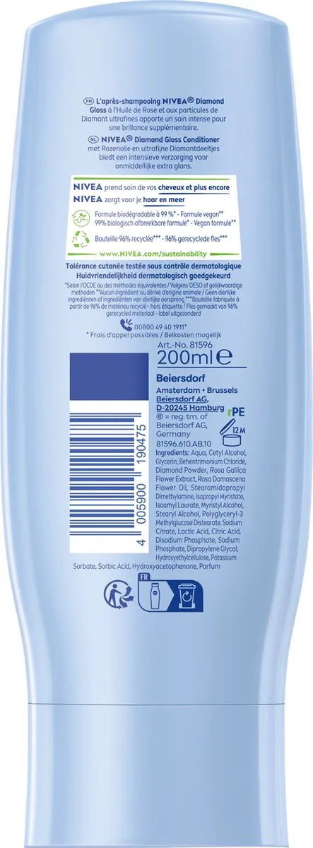NIVEA Diamond Gloss Haar Conditioner 200ml - 6 Stuks