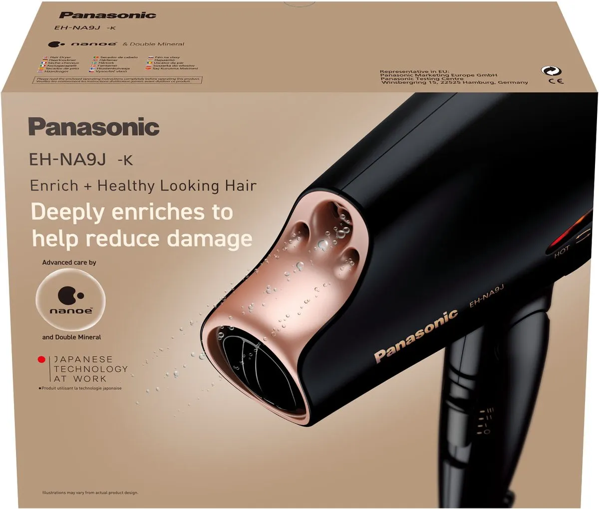 Panasonic EH-NA9J-K Haardroger 1800W - Zwart/Roségoud