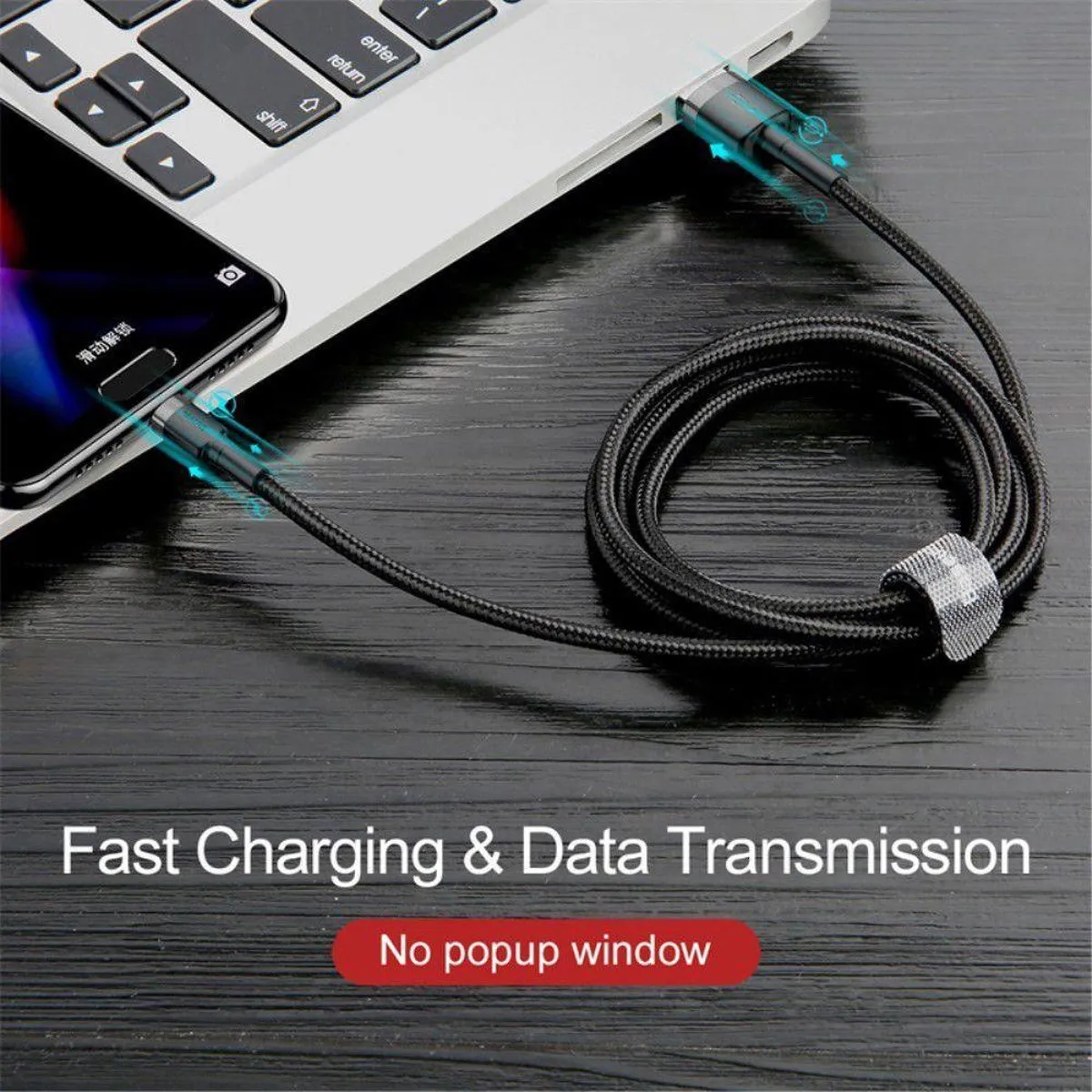 Baseus 3700 USB-C Snellaadkabel 2M - Grijs - afbeelding 6 van 6