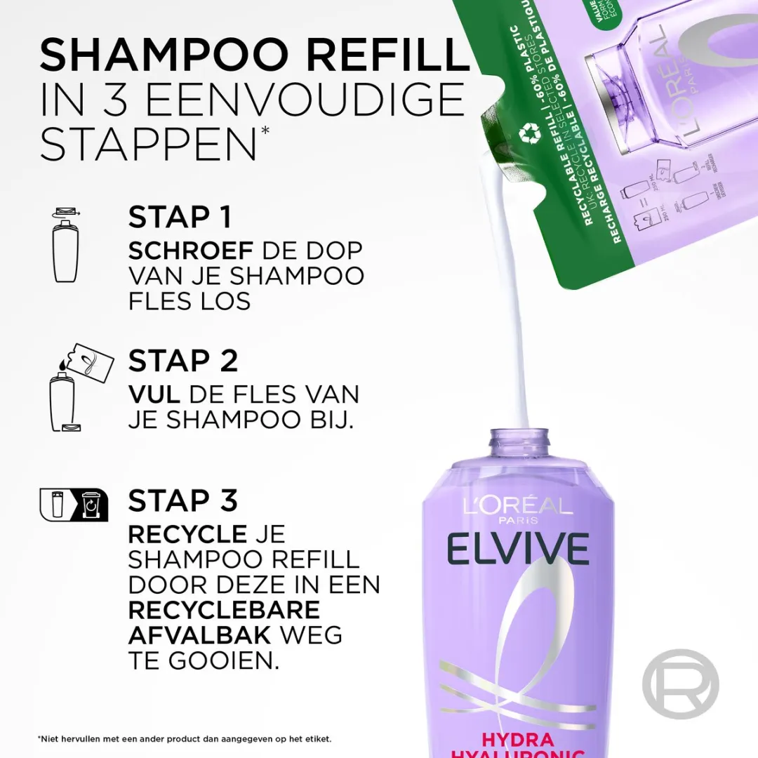 L'Oréal Paris Elvive Hydra Hyaluronic Shampoo Navulverpakking 6x250ml