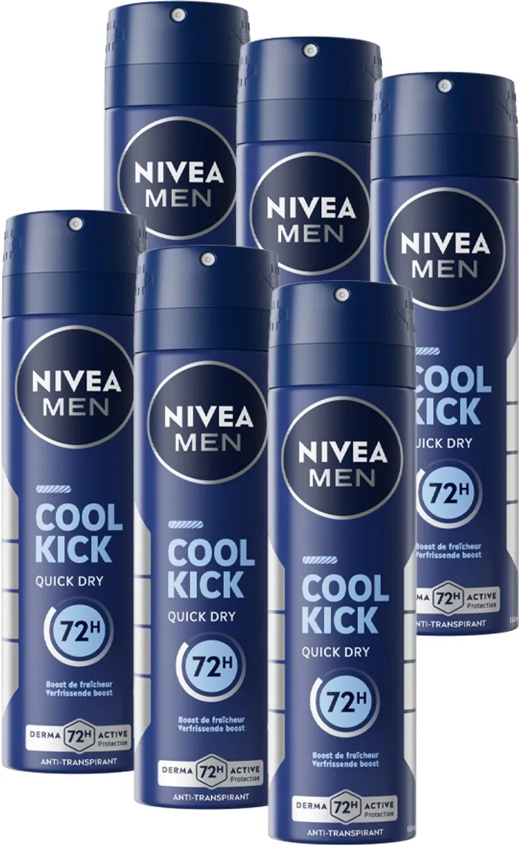 NIVEA MEN Cool Kick Deodorant Spray 72u - 6x150ml