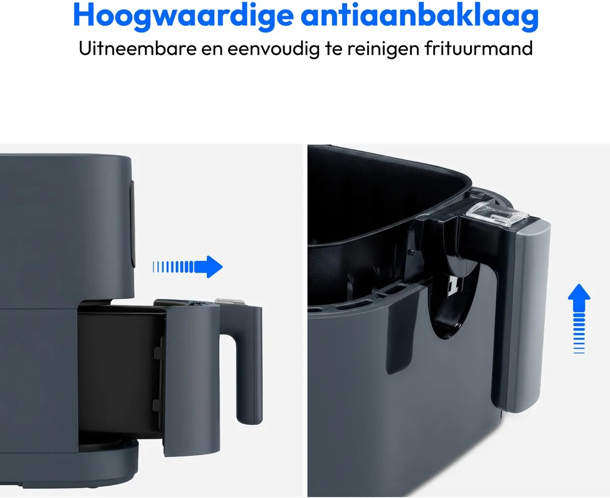 Medion E40 XL Airfryer 5,2L - 2.150W - 9 Programma's - Matgrijs