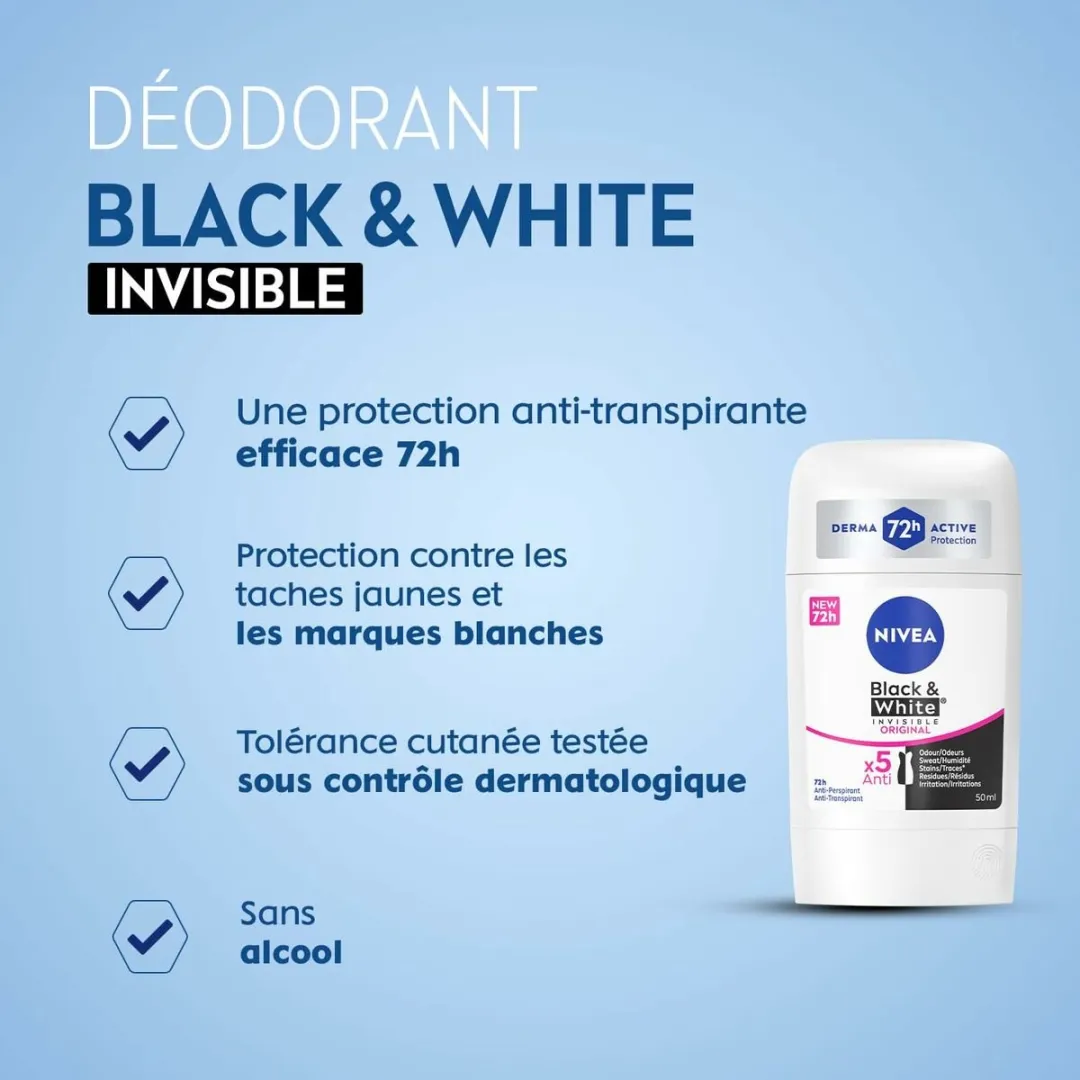 NIVEA Invisible Black & White Deo Stick 50ml