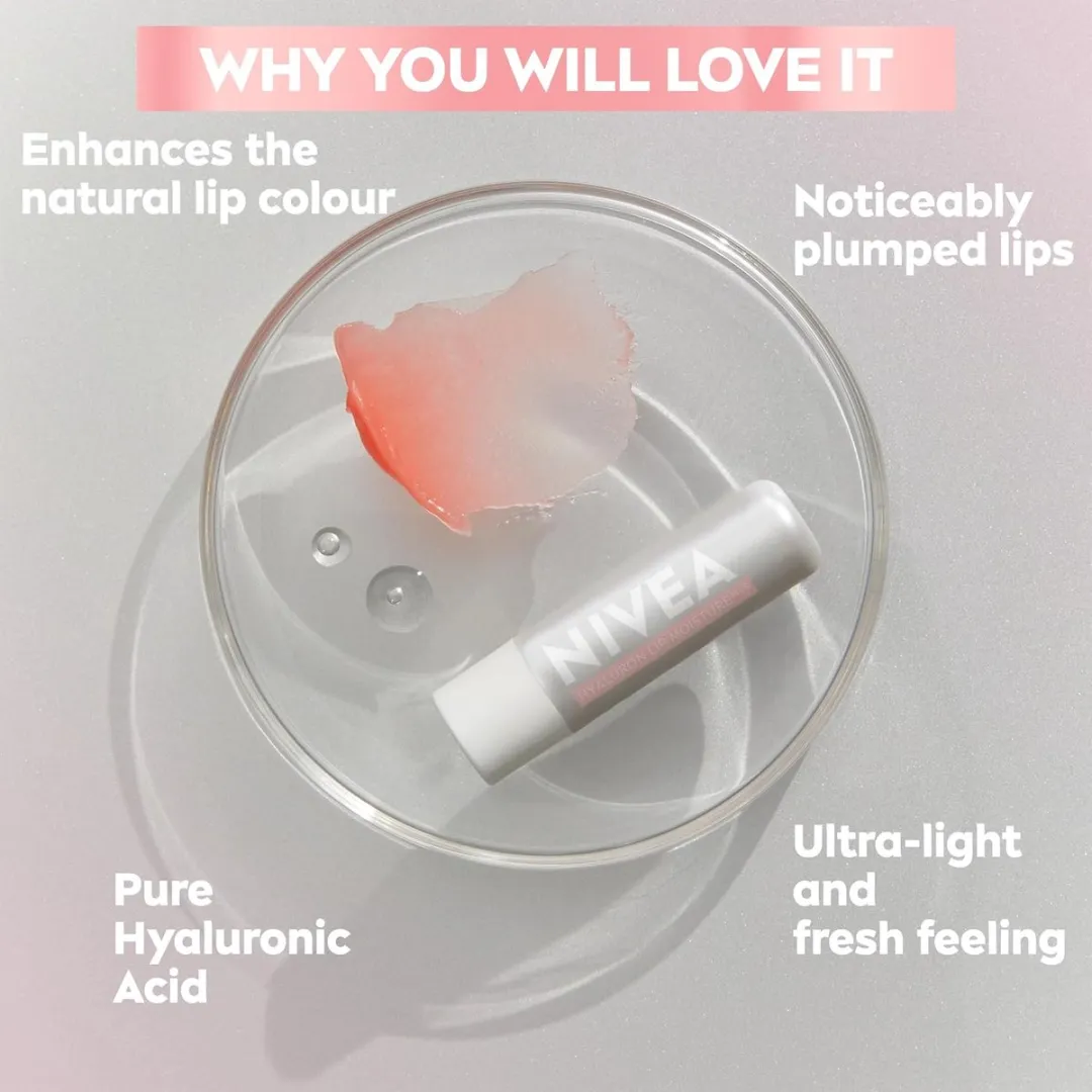 NIVEA Hyaluron Plus Lippenbalsem Sheer Rose - 3x5,2g