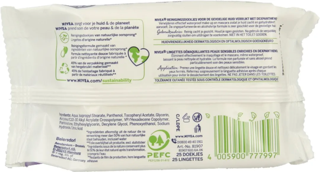 NIVEA Sensitive Reinigingsdoekjes - 25 Stuks