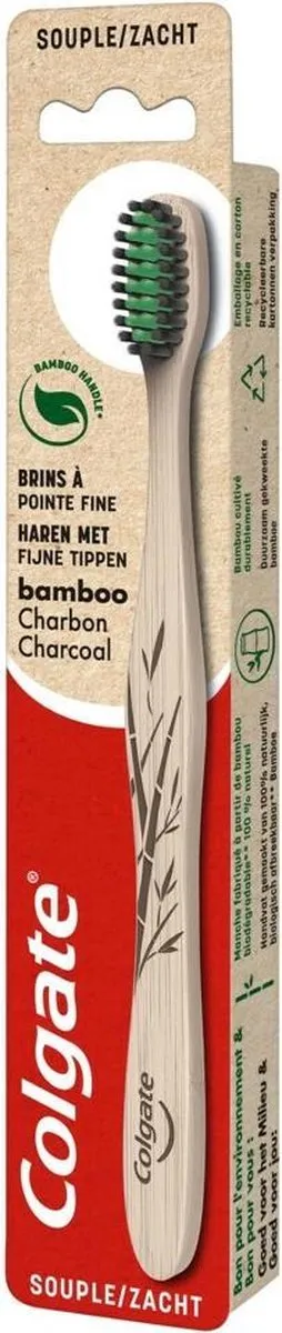 Colgate Bamboo Charcoal Soft Tandenborstel - Beige/Zwart