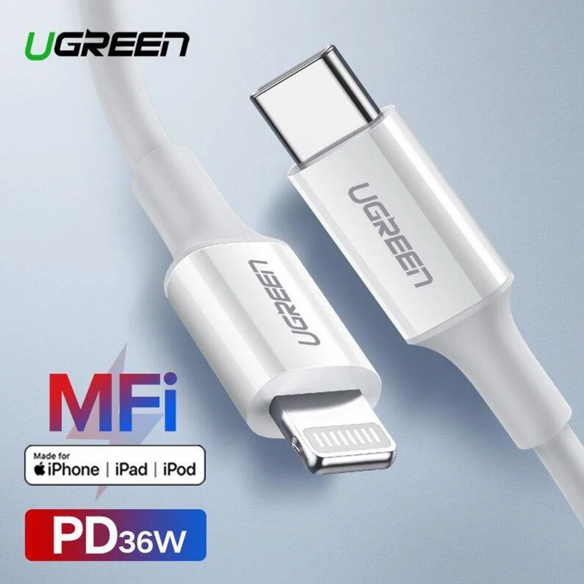 UGREEN USB-C naar Lightning MFI Kabel 36W 1.5m - Wit