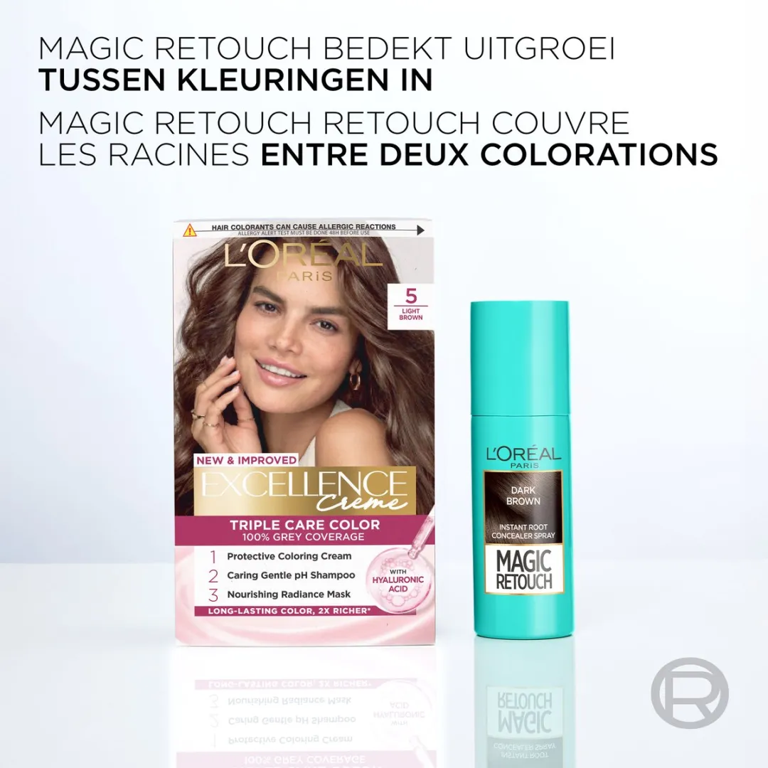 L'Oréal Paris Magic Retouch Middenbruin Uitgroeispray - 20 Stuks