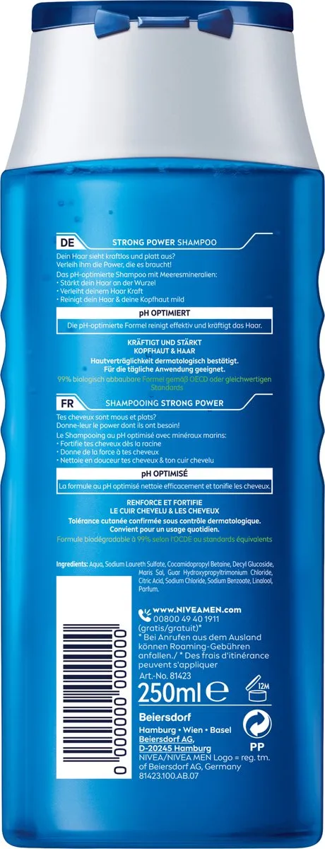 NIVEA MEN Strong Power Shampoo 250ml