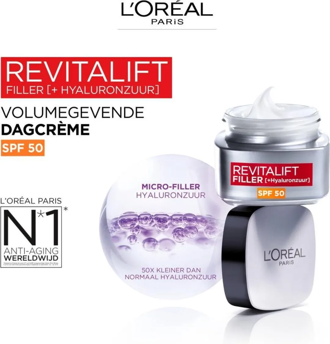 L'Oréal Paris Revitalift Filler SPF50 Dagcrème 50ml - 6 Stuks