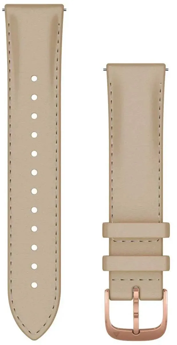 Garmin Quick Release Horlogebandje 20mm - Italiaans Leer Lichtbruin/Rose Goud