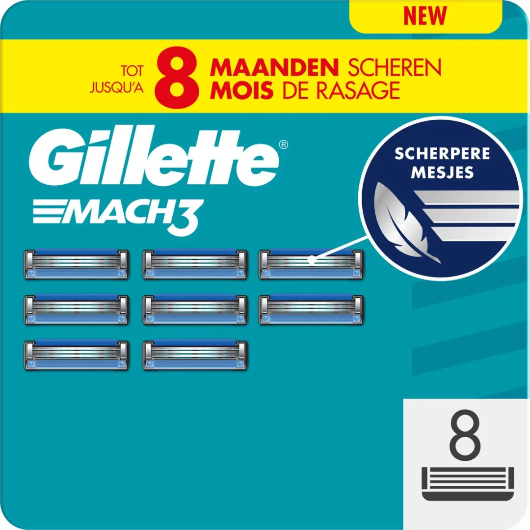 Gillette Mach3 Base Scheermesjes 8 Stuks - 3 Bladen