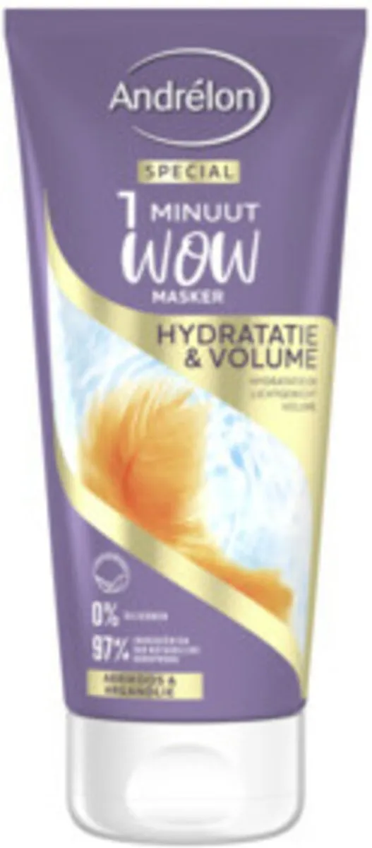 Andrélon 1 Minuut Wow Masker Hydratatie & Volume 180ml - 6 Stuks