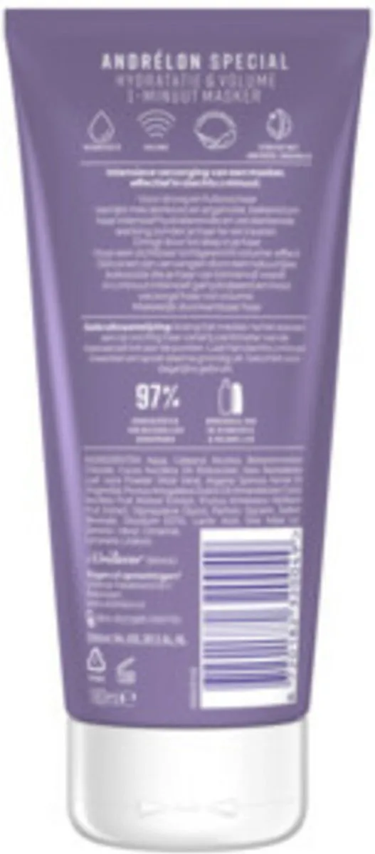 Andrélon 1 Minuut Wow Masker Hydratatie & Volume 180ml - 6 Stuks