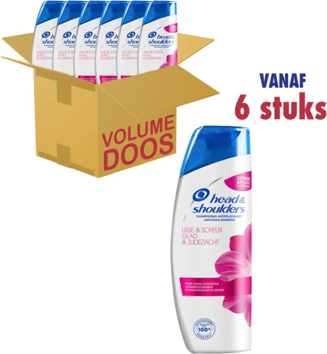 Head & Shoulders Glad & Zijdezacht Anti-roos Shampoo - 6x285ml - afbeelding 6 van 6
