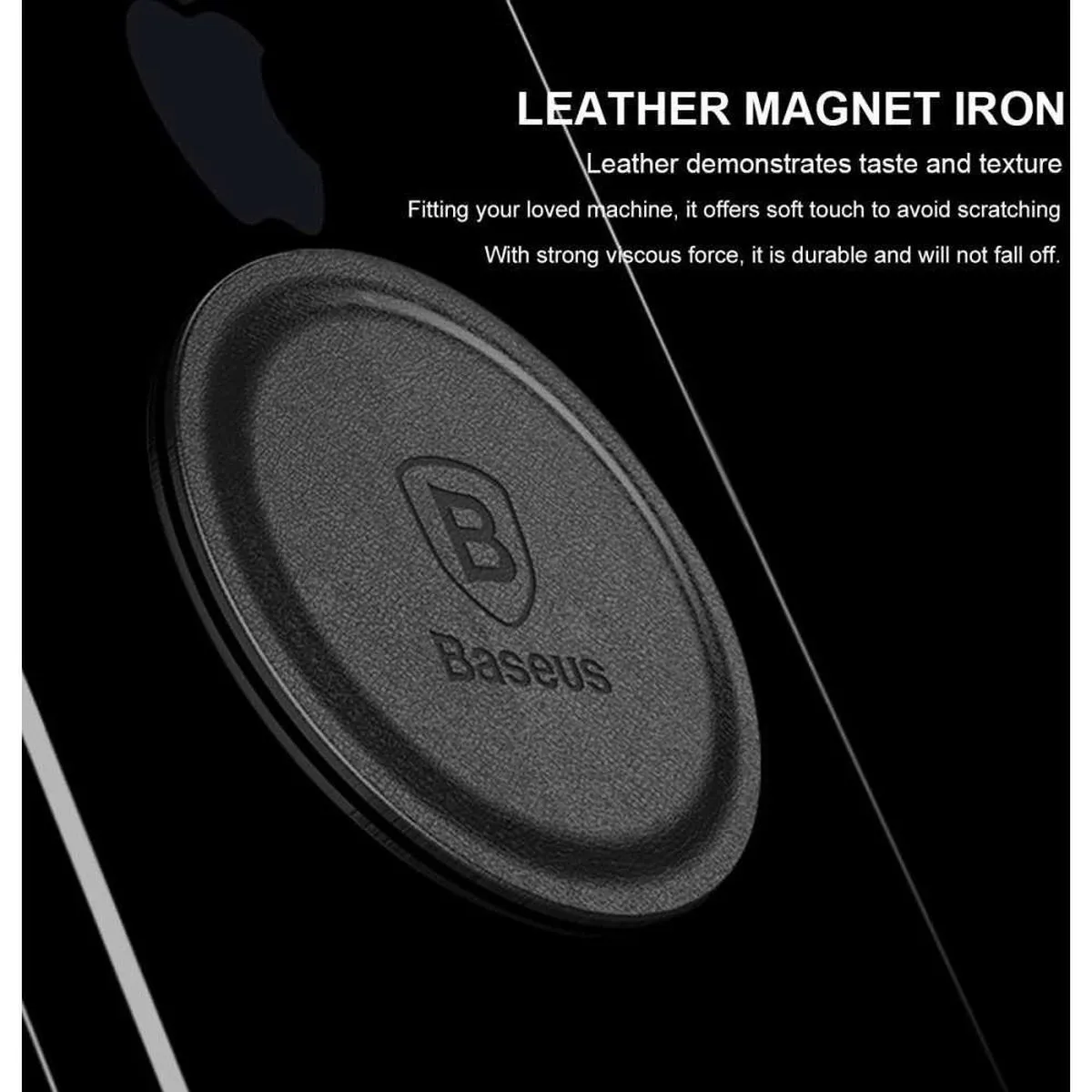 Baseus Metalen Plaatje Magnetische Houder - 2 Stuks - Zwart/Zilver