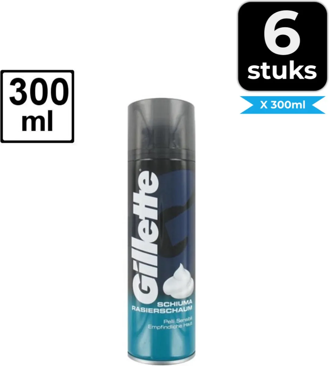 Gillette Basic Scheerschuim Gevoelige Huid 300ml - 6 Stuks