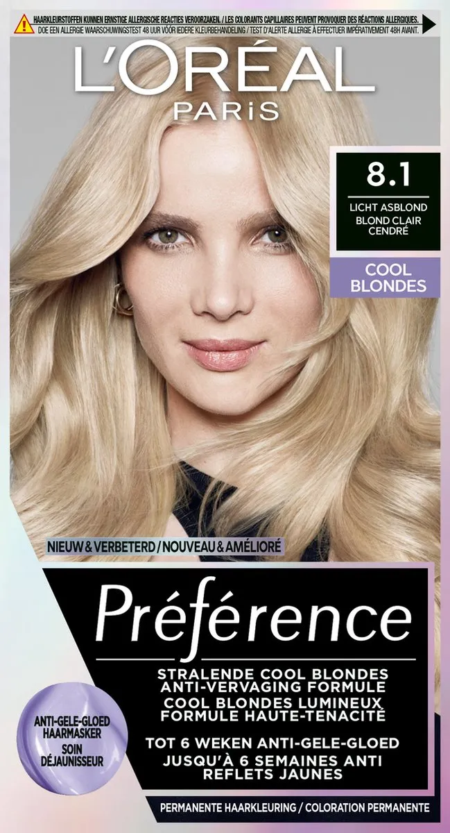 L'Oréal Paris Préférence Cool Blondes 8.1 Permanent Haarkleuring 996ml