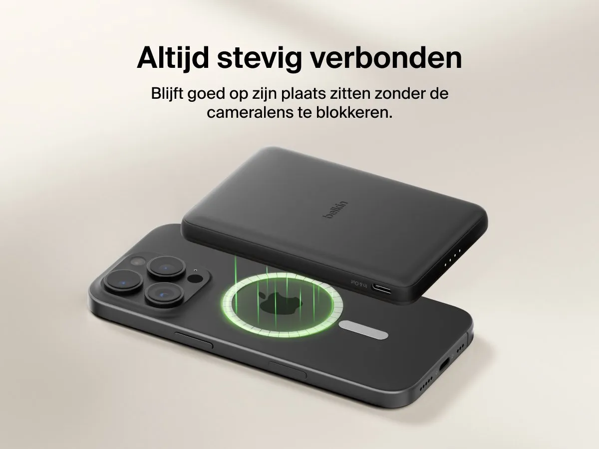 Belkin Slim Magnetic Power Bank 5000mAh BPD010HQBK - Zwart - afbeelding 6 van 6