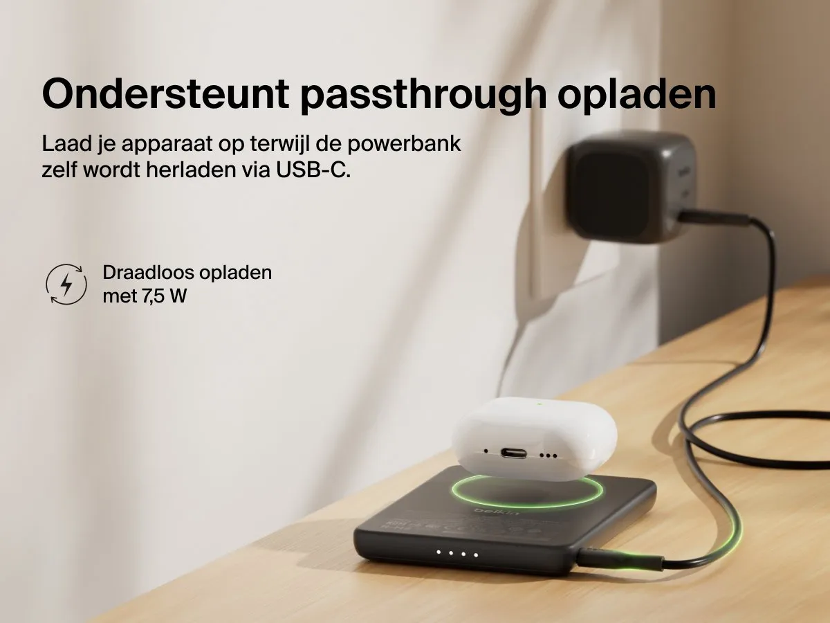 Belkin Slim Magnetic Power Bank 5000mAh BPD010HQBK - Zwart