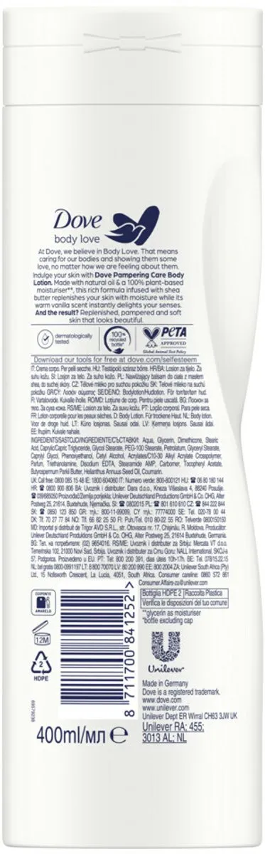 Dove Body Love Lotion Vanille & Sheabutter 1200ml - 6 Stuks