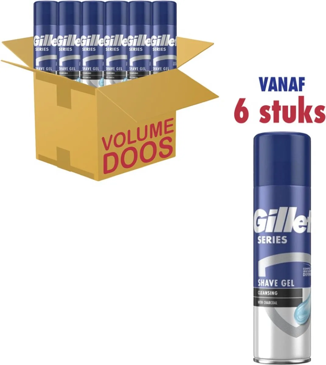 Gillette Series Cleansing Charcoal Scheergel 200ml - 6x200ml