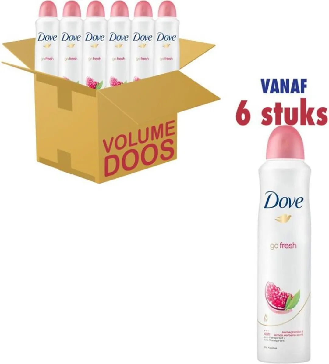 Dove Go Fresh Deodorant Spray - Granaatappel & Citroen - 6x250ml - afbeelding 2 van 3