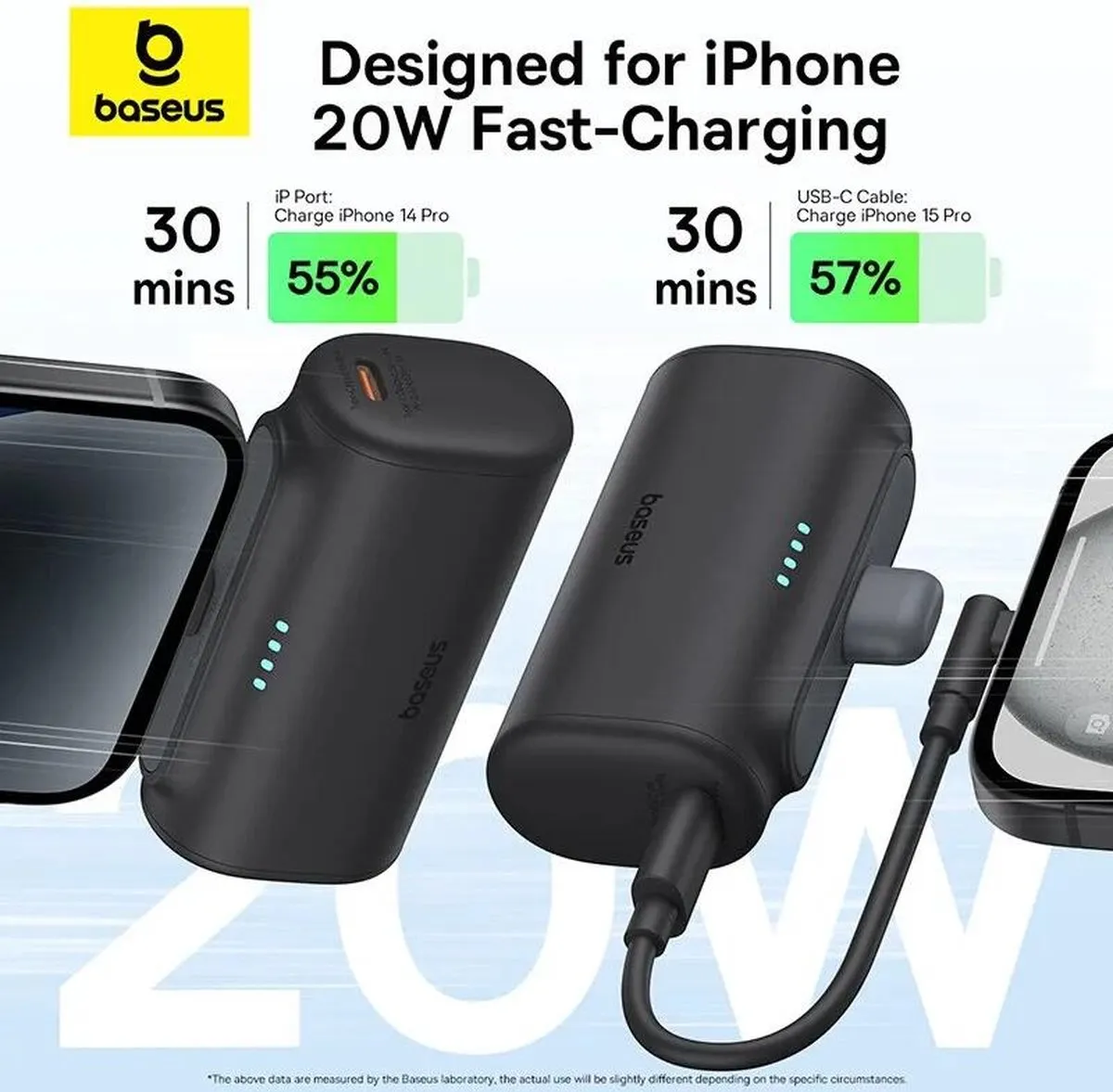 Baseus 5000mAh Powerbank - 20W - USB-C - Zwart - afbeelding 6 van 6