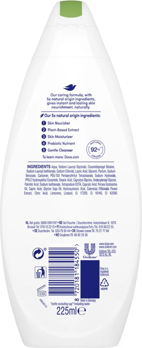 Dove Care by Nature Douchegel Avocado 225ml