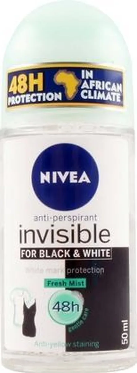 NIVEA Invisible For Black&White Deo Roller Fresh Mist 50ml - afbeelding 2 van 2