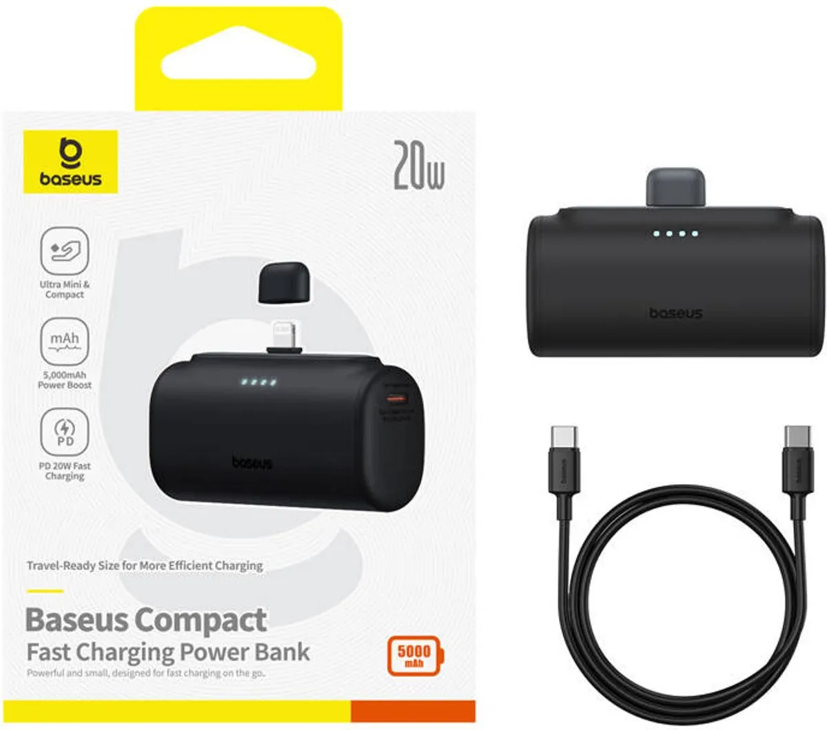 Baseus 5000mAh Powerbank - 20W - Zwart