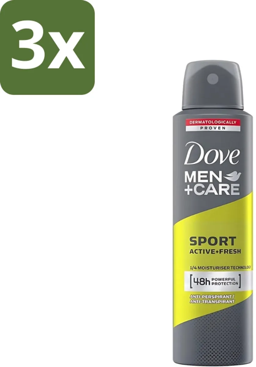 3 x Dove - Deodorant - Men Care Sport Active Fresh - Verfrissend en energiek - 150 ml - Sport Deodorant - Actieve Mannen - Zweetgeur - Frisheid - Energie