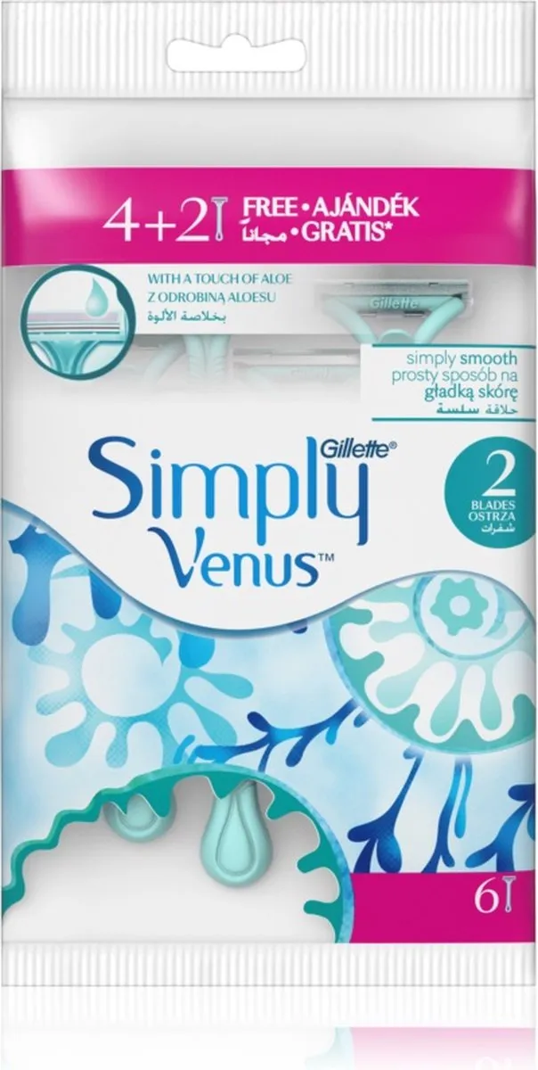 Gillette Venus Simply Venus 6 Stuks - Blauw